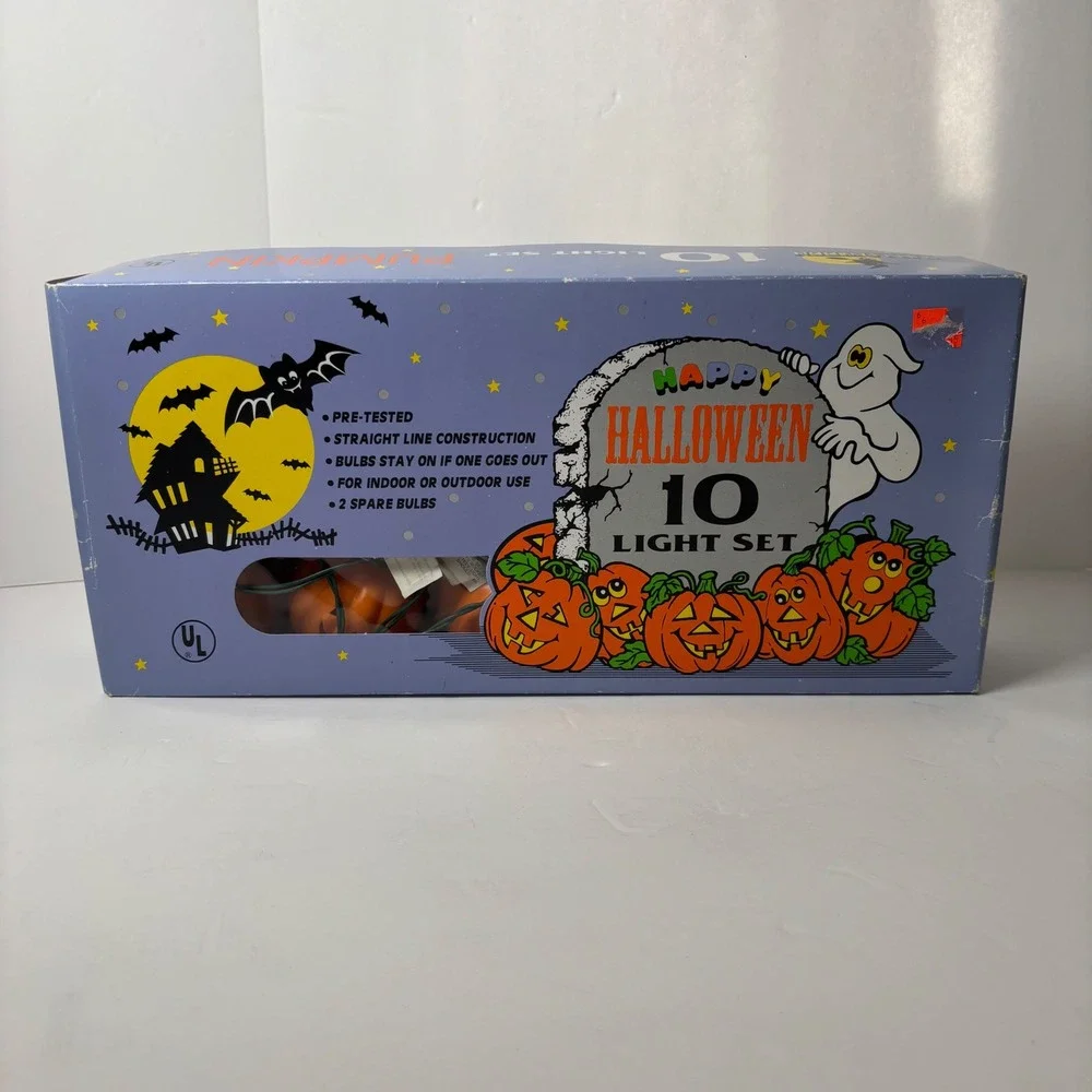 Happy Halloween 10‎ Light Set Pumpkin Jack O Lantern Indoor Outdoor Decor